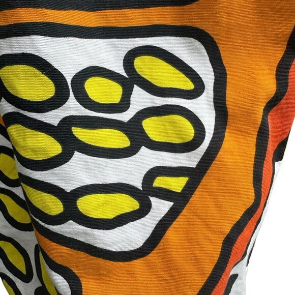 IKEA Treblad Canvas Tote Bag Orange Citrus Yellow Black White Boho Hippie Style - Picture 8 of 11